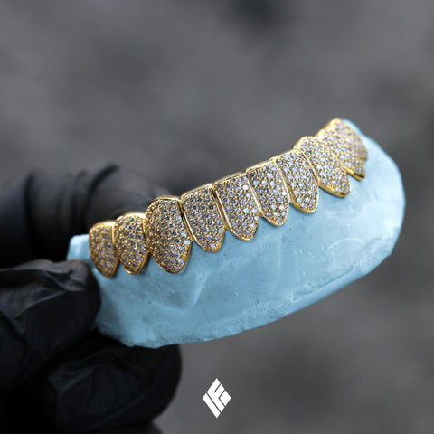 14k Yellow Gold Bottom 10 Diamond Grillz