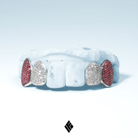 Double Cap Diamond Ruby Grillz