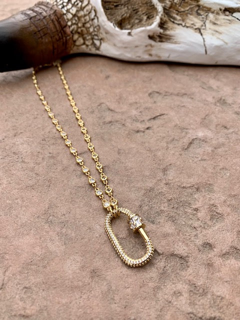 gold carabiner chain necklace