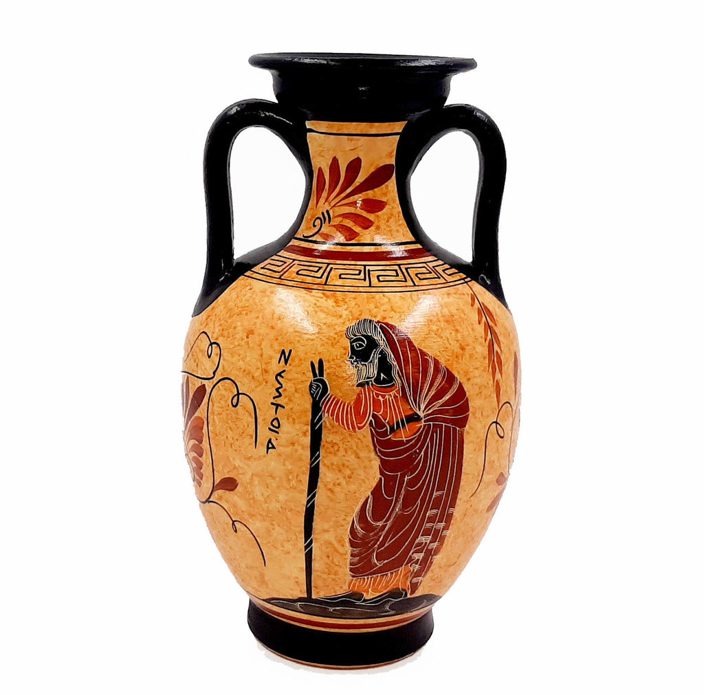 Greek Ceramic Pottery Vase,Amphora 22cm,Goddess Aphrodite with Eros and Pothos 