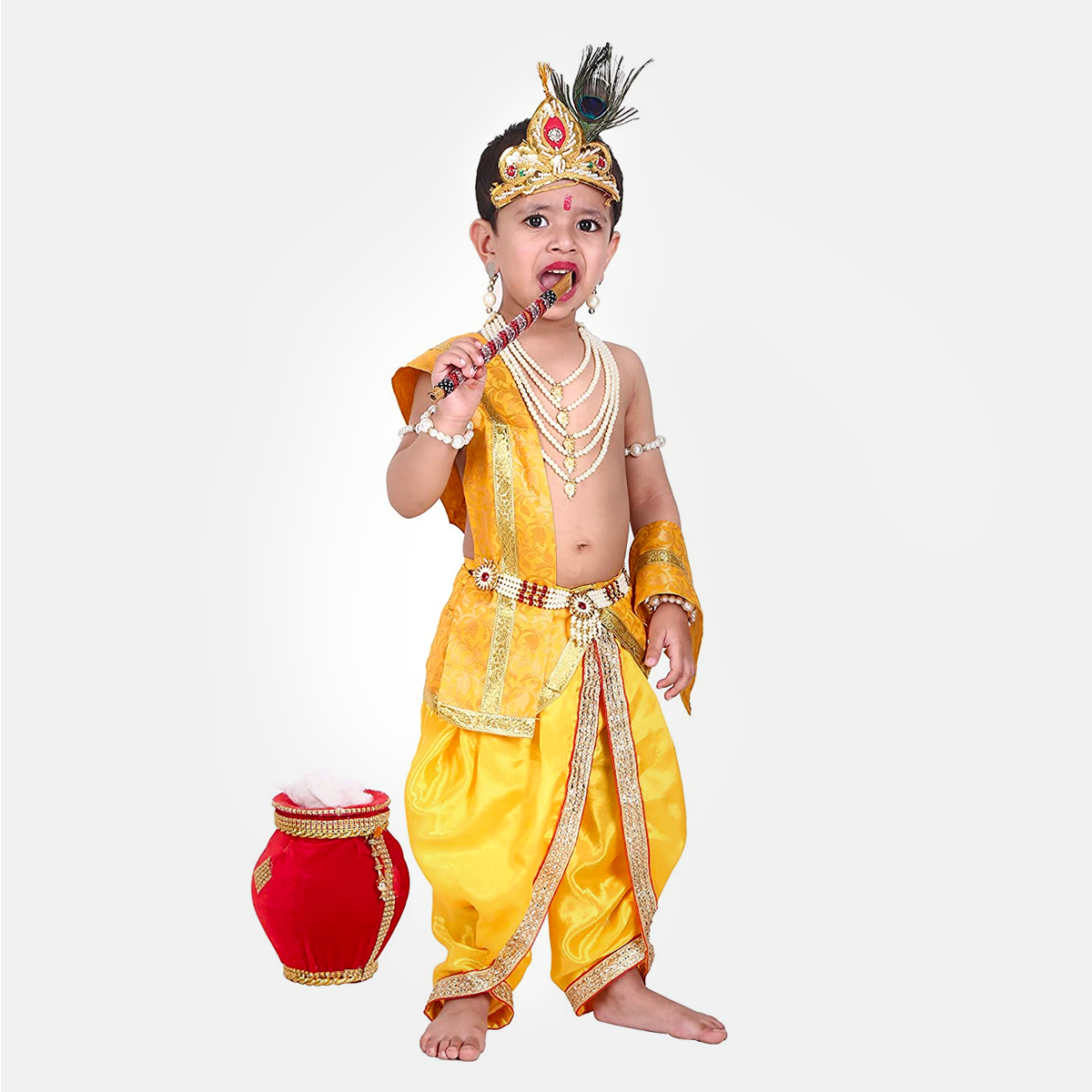 Janmashtmi Dress with Diaper-friendly Dhoti & Dupatta, Mor Pankh ...