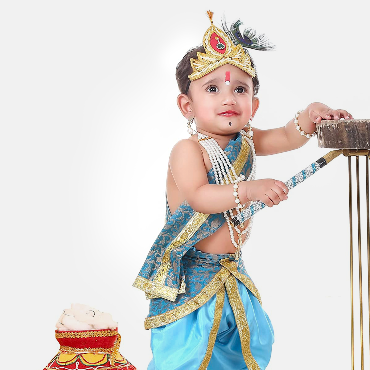 Baby Krishna Dress for Janmashtami with Krishna Mukut, Peacock ...