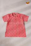 Boys Peach and Red Ikkat Kurta