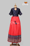 Red Floral Print Long Gown For Girls !!!