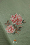 Green Rose Embroidered Thread WorkedSaree For Women