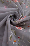 Grey Kota Chanderi Floral Saree For Women