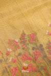 Peach Floral Kantha Work Embroidered Chanderi Saree For Women