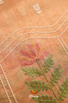 Peach Floral Work Embroidered Chanderi Saree For Women