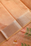 Peach Floral Work Embroidered Chanderi Saree For Women