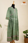 Green Mulmul Cotton Kurti For Women - AS15MULC