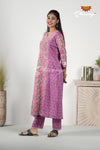 Purple Mul Cotton Cooard Set For Women - BA1906