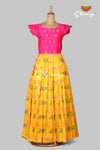Yellow Brocade FloralLong Gown For Girls !!!