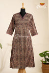 Brown Kalamkari Cotton Kurti For Women - AU73MULC