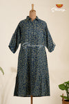 Blue Mulmul Ajrakha Cotton Kurti For Women - AT22BU