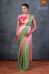 Green And Pink Women's Trendy Georgette Multi Color Saree with Blouse !!!