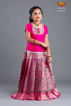 Pink And Blue Pattu Pavadai Material