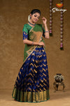 Trendy Navy BlueFloral Link Half Saree For Girls