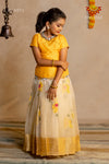 Onam Collection - Yellow Organza Onam Floral Pattu pavadai - !!!