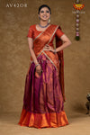 Pongal Colletion - Purple With Orange Copper Silk Half Saree !!!