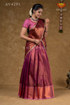 Pongal Colletion -Onion Pink Copper Silk Half Saree !!!