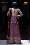 Marroon Mirror Bandhini Lehenga For Girls