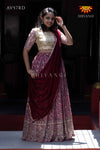 Marroon Mirror Bandhini Lehenga For Girls