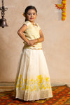 Onam Collection - Yellow Onam Golden floral Pattu pavadai - !!!