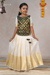 Onam Collection - Green Onam Floral MughalPattu Pavadai - !!!