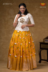 Onam Collection - Yellow Pure Chanderi Pichwai Pavadai Set