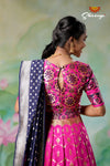 Impressive Pink Floral Banarasi Lehenga