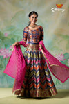 Impressive Navy Blue Zig Zag Banarasi Lehenga