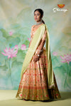 Impressive Peach Floral Banarasi Lehenga