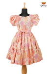 Summer Collection - Peach Hakoba Floral Frock For Girls !!!
