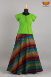 Girls Pure Cotton Rainbow Pattu Pavadai 