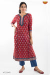 Maroon Ajrakh Printed Kurti