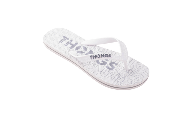 white rubber flip flops