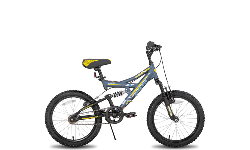 JOYSTAR Contender 20 Inch Kids Mountain Bike for Boys & Girls Kids Bicycle Featuring Steel Full Dual-Suspension Frame and 1-Speed Drivetrain with Kickstand Blue Black Green Pink 