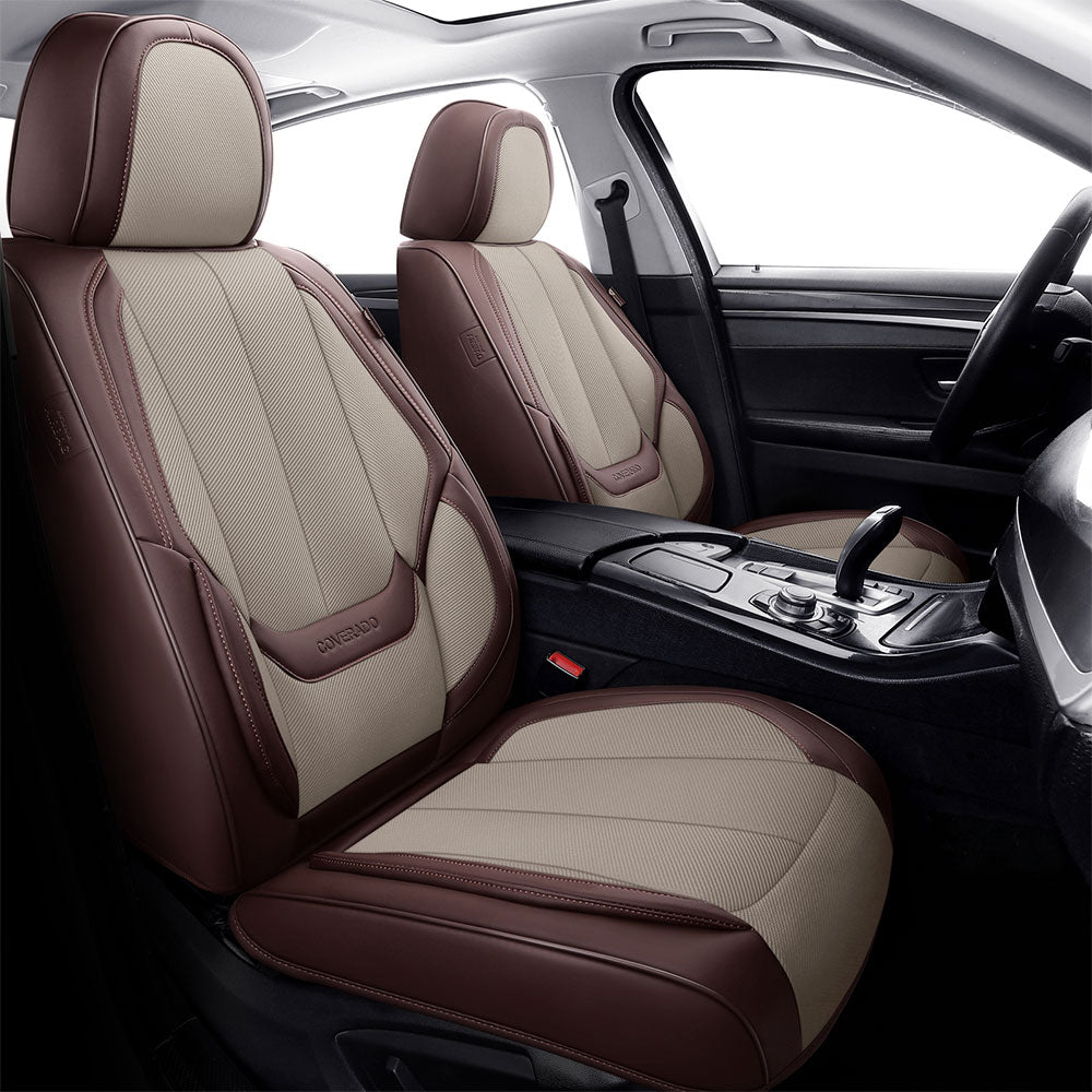 Pair of Front Luxury BEIGE & BLACK Car Seat Covers Renault Captur 