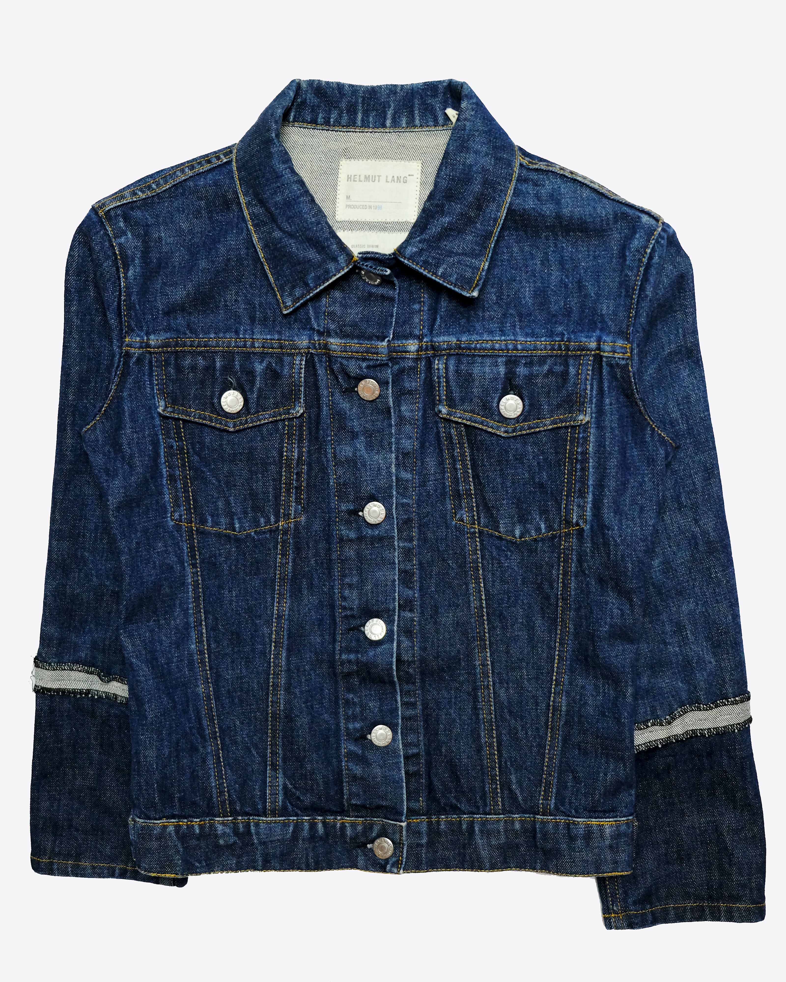 Helmut Lang - '90s Raw Denim Sleeve Detail Trucker Jacket, EU 40