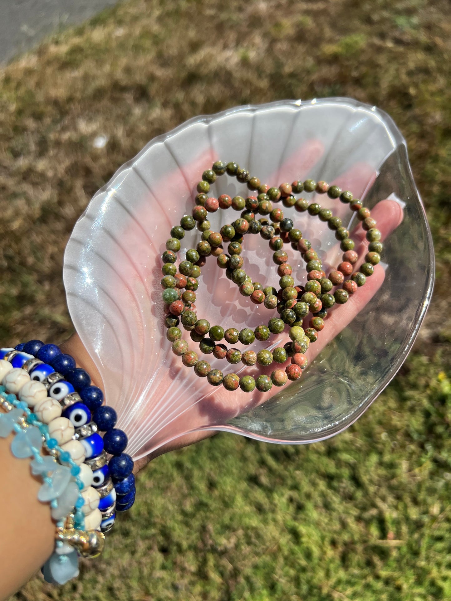 Unakite Beaded Bracelet 8MM