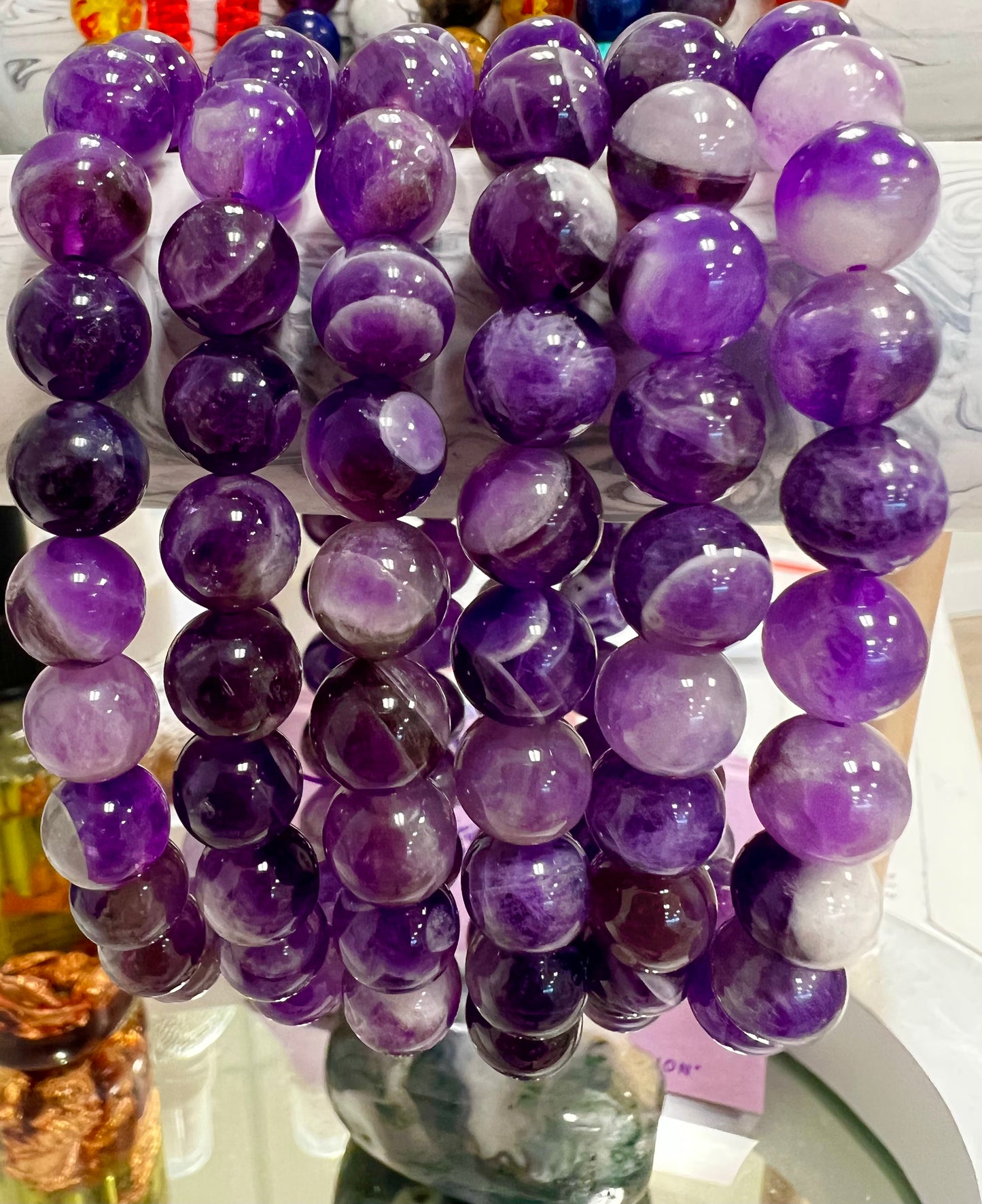 Chevron Amethyst Beaded Bracelets
