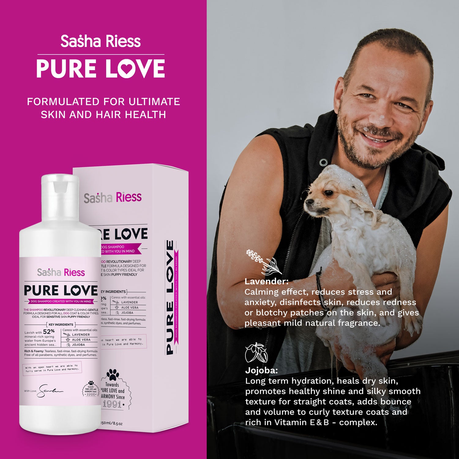 Pure Love Dog Shampoo by Sasha Riess - at Pet Pro Supply Co.