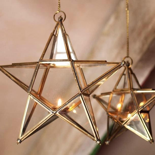 Festive Brass Tealight Lanterns