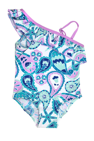 Palms on Gingham Tiered Tankini Set, slate