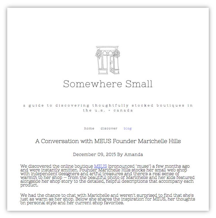 Meus on Somewhere Small Blog