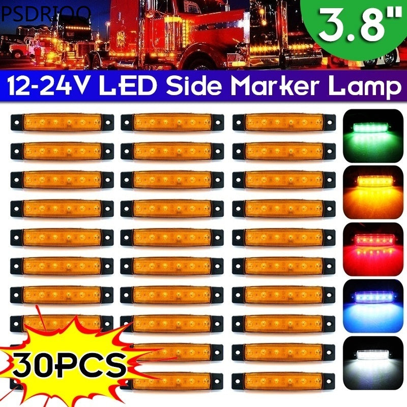 30 Pcs Red 6LED 3.8" Side Marker Indicators Light Truck Trailer Boat Clearance