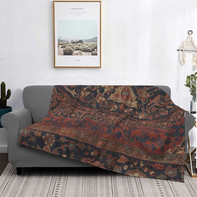 Bohemian Boho Chic Dark 17th Century Ornate Accent Blanket