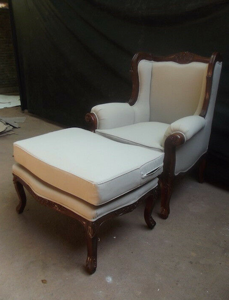 french armchair and ottoman