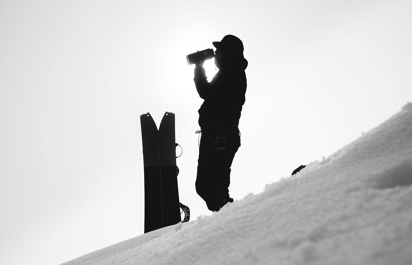 Snowboarding down the mountain