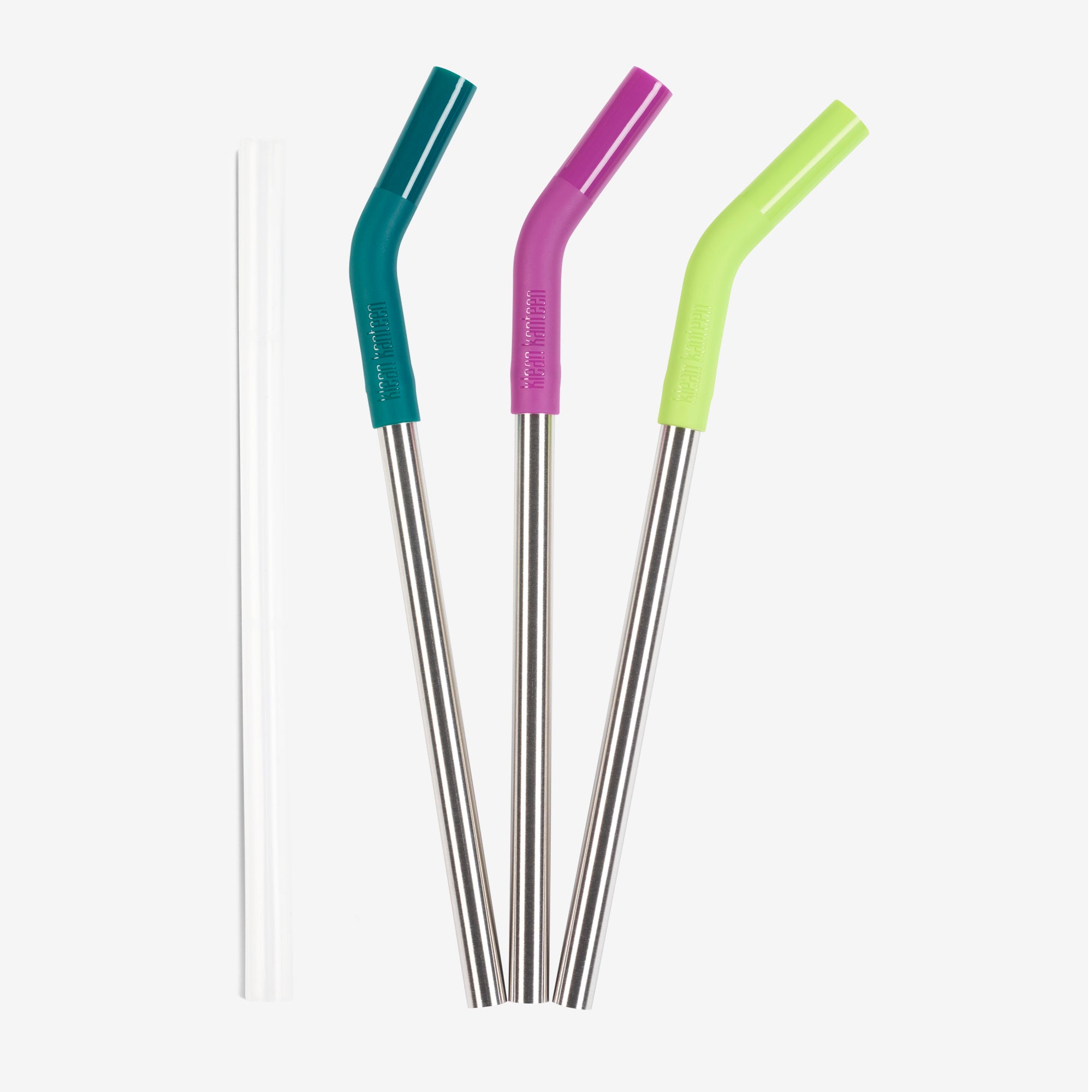 Klean Kanteen 4 Pack Stainless Steel Replacement Straws with Cleaning Brush 